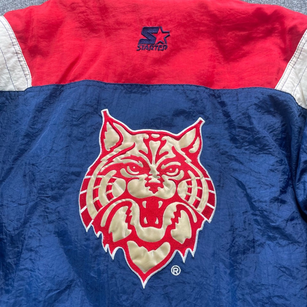 Starter Arizona Wildcats Jacket Mens Medium Blue Red Vintage Puffer Pullover - Picture 12 of 12